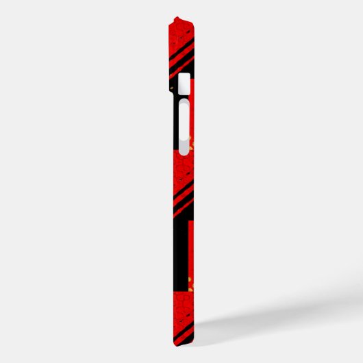 Rustisch rood zwart Gold-patroon Case-Mate iPhone Case (Achterkant / Links)