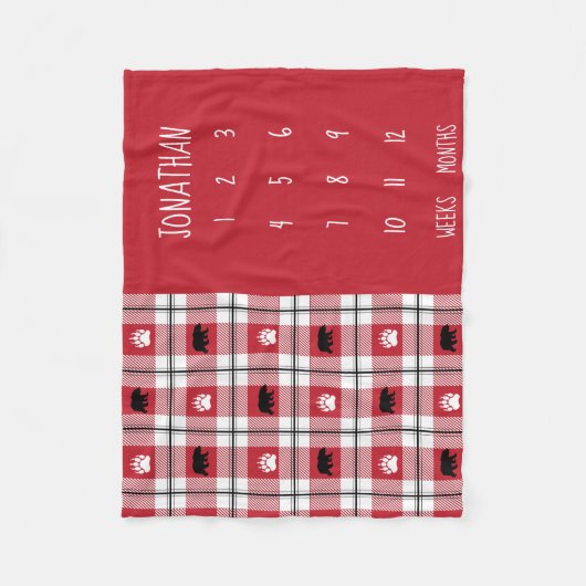 Rustisch rood zwart-wit Beer flatel patroon Fleece Deken (Voorkant)