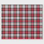 Rustisch Rood Zwart-wit Tartan Pset Holiday Cadeaupapier (Vlak)