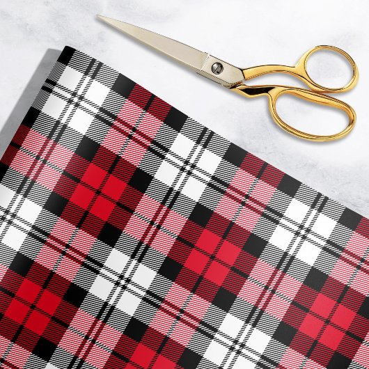 Rustisch Rood Zwart-wit Tartan Pset Holiday Cadeaupapier