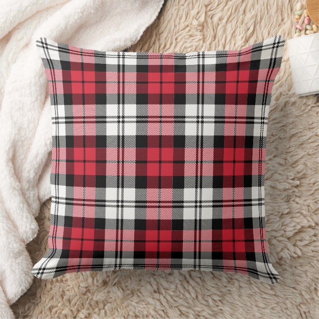 Rustisch Rood Zwart-wit Tartan Pset Holiday Kussen (Deken)
