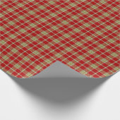 Rustisch roodkleurig en licht groen patroonpatroon cadeaupapier (Hoek)