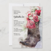 Rustisch Roos Cowboy Boots Waterverf Vrijgezellenf Kaart (Voorkant)