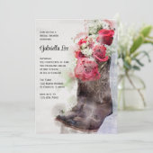 Rustisch Roos Cowboy Boots Waterverf Vrijgezellenf Kaart (Staand voorkant)