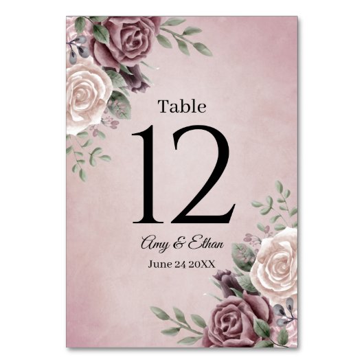 Rustisch Roos Floral PinkTable Number Kaart (Voorkant)