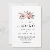 Rustisch Roos Gold Floral Calligrafie Nuestra Boda Kaart (Voorkant)