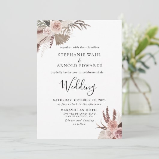 Rustisch Roos Gold Floral Kaart (Staand voorkant)