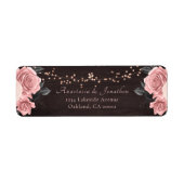 Rustisch Roos Gold Floral String Lights Wedding Etiket (Voorkant)