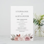 Rustisch Roos Gold Floral Wedding Programme (Staand voorkant)