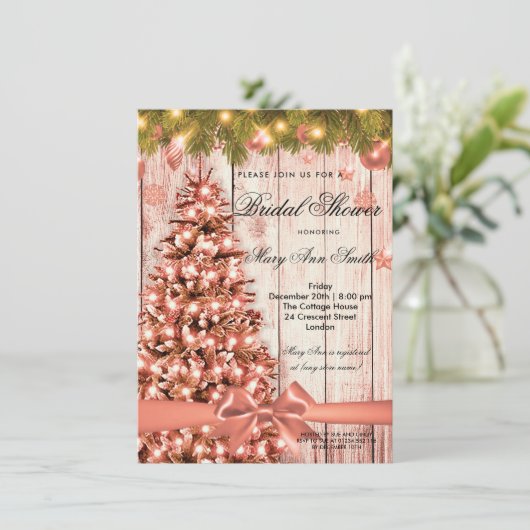 Rustisch Roos Gold Kerstmis Vrijgezellenfeest Kaart (Staand voorkant)