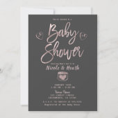 Rustisch Roos Gold Pink Grey Baby shower Kaart (Voorkant)