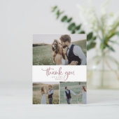 Rustisch Roos Gold Script 3 Foto Collage Wedding Bedankkaart (Staand voorkant)