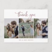 Rustisch Roos Gold Script 3 Fotosjabloon Dank u Briefkaart (Voorkant)