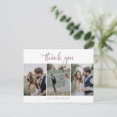 Rustisch Roos Gold Script 3 Fotosjabloon Dank u Briefkaart (Staand voorkant)