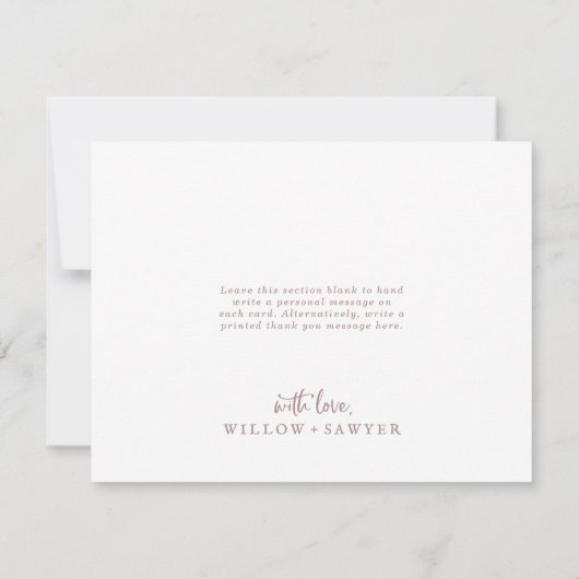 Rustisch Roos Gold Script - Hartelijk dank Bedankkaart (Achterkant)