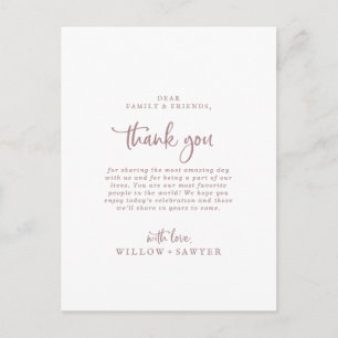 Rustisch Roos Gold Script Hartelijk dank dat u Kaa Briefkaart