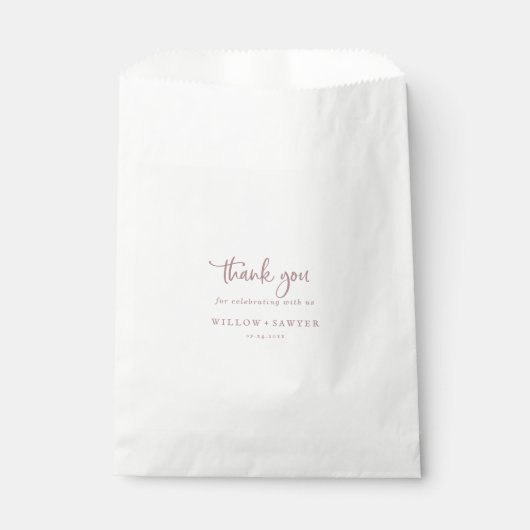 Rustisch Roos Gold Script Hartelijk dank voor huwe Bedankzakje (Voorkant)