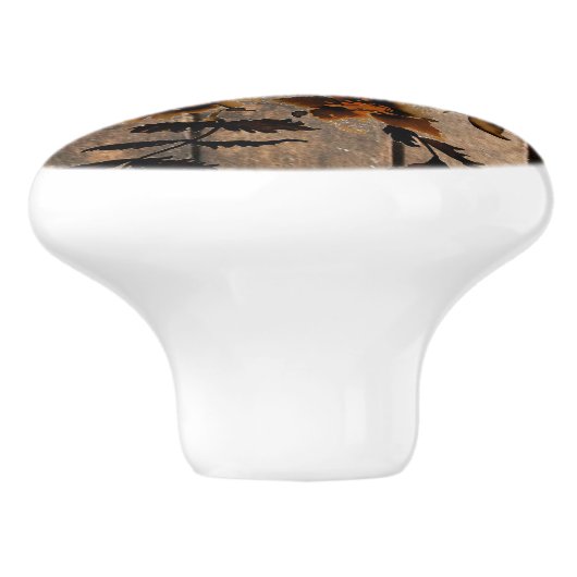 Rustisch roos keramische knop (Zijkant)