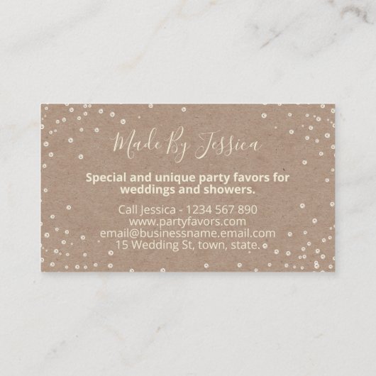  Rustisch Roos Kraft Handmade Wedding Favors Visitekaartje (Achterkant)