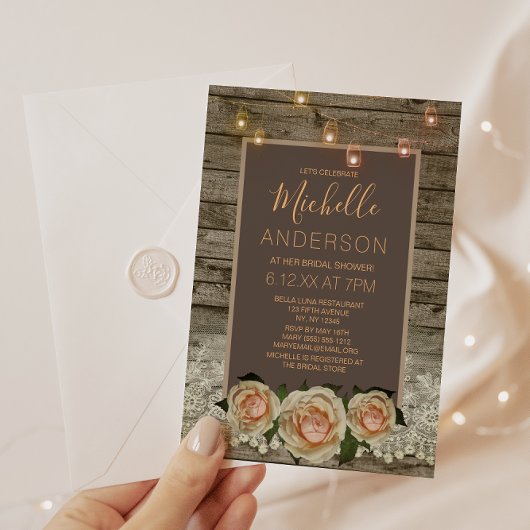 Rustisch Roos Lace Mason Jar LightS VRIJGEZELLENFE Kaart