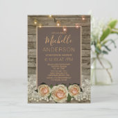 Rustisch Roos Lace Mason Jar LightS VRIJGEZELLENFE Kaart (Staand voorkant)