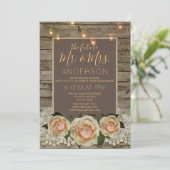 Rustisch Roos Lace Mason Jar String Light Verlovin Kaart (Staand voorkant)