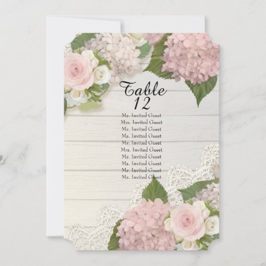 Rustisch Roos met houtafels Hydrangea-tabel Kaart (Voorkant)