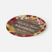 Rustisch Roos met zonnebloem Hout Rood Weddenschap Papieren Bordje (Gekanteld)