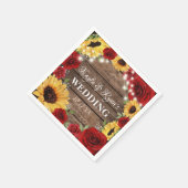Rustisch Roos met zonnebloem Hout Rood Weddenschap Servet (Hoek)