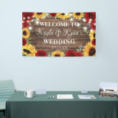 Rustisch Roos met zonnebloem Hout Rood Weddenschap Spandoek (Beurs)