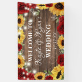 Rustisch Roos met zonnebloem Hout Rood Weddenschap Spandoek (Verticaal)