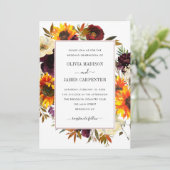 Rustisch Roos van zonnebloemen Burgundy Floral Fal Kaart (Staand voorkant)