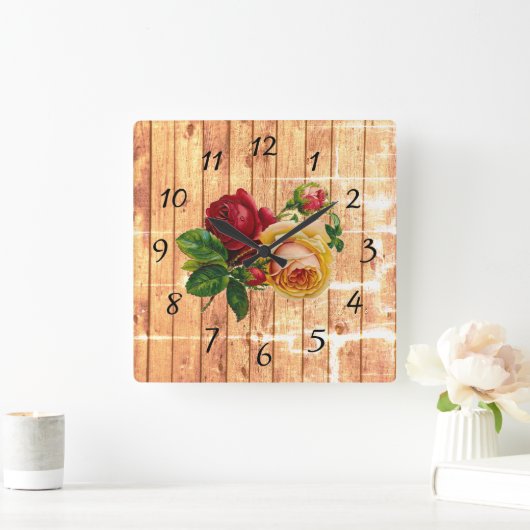 Rustisch Roos Vierkante Klok (Huis)