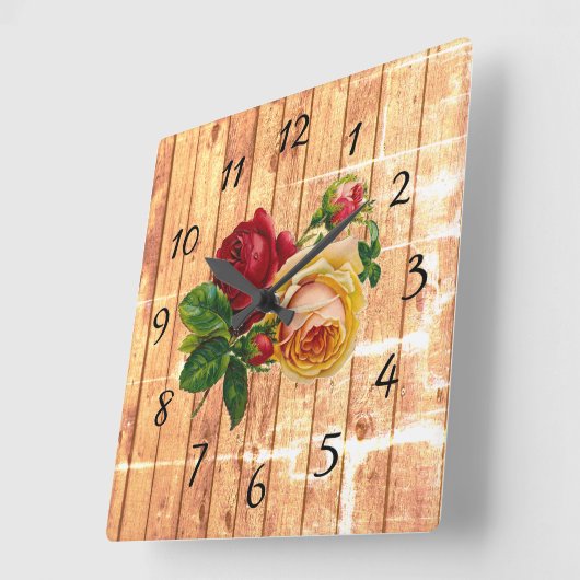 Rustisch Roos Vierkante Klok (Hoek)