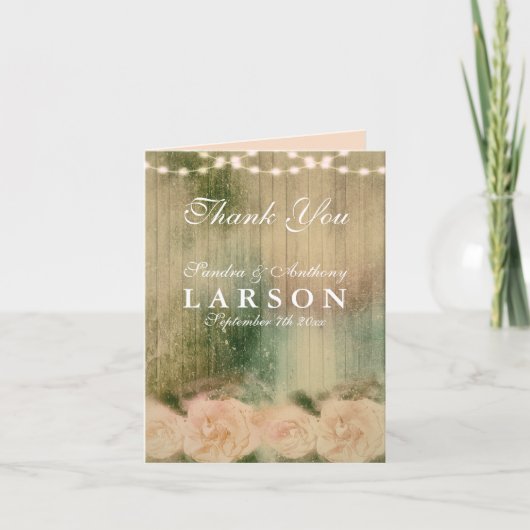 Rustisch Roos Wedding Dank je Bedankkaart (Voorkant)