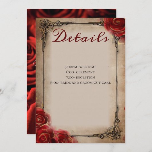 Rustisch Roos Wedding Programme Programmakaart (Voorkant / Achterkant)