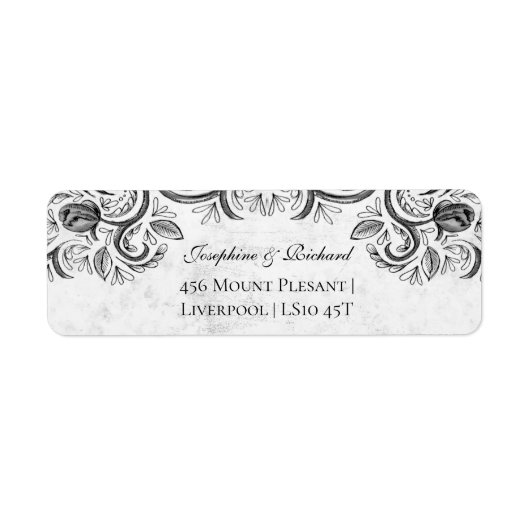 Rustisch Roos  zwart-wit Etiket (Voorkant)