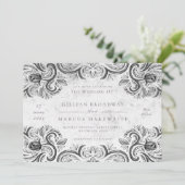 Rustisch Roos zwart-wit Kaart (Staand voorkant)