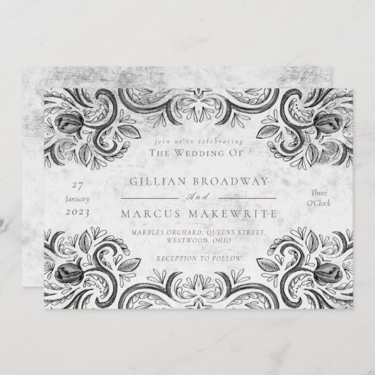 Rustisch Roos zwart-wit Kaart (Voorkant / Achterkant)