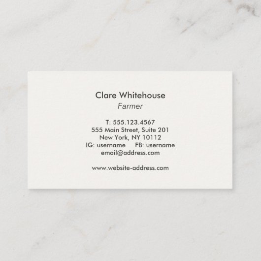 Rustisch Rooster Boerderij Visitekaartje (Achterkant)