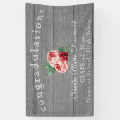 Rustisch roze afstuderen Rustic Grey Wood Spandoek (Verticaal)