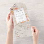 Rustisch Roze Blush Floral Lijst Dinner All In One Uitnodiging (Afscheurbaar)