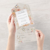 Rustisch Roze Blush Floral Lijst Geen diner All In One Uitnodiging (Afscheurbaar)