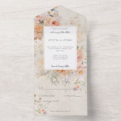 Rustisch Roze Blush Floral Lijst Geen diner All In One Uitnodiging (Binnen)