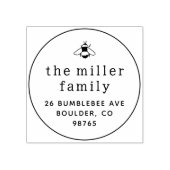 Rustisch Roze Bumble Bee Round Name & Return-adres Rubberstempel (Afrduk)