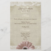 Rustisch  Roze Daisy en Lace Menu (Voorkant)