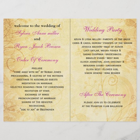 Rustisch, roze floreel gevouwen, herfst Wedding pr (Achterkant)