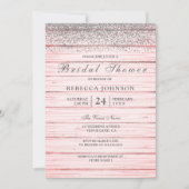 Rustisch roze Vrijgezellenfeest met zilver glitter Kaart (Voorkant)