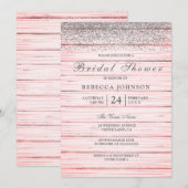 Rustisch roze Vrijgezellenfeest met zilver glitter Kaart (Voorkant / Achterkant)