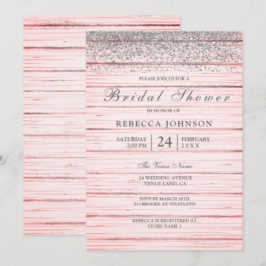 Rustisch roze Vrijgezellenfeest met zilver glitter Kaart (Voorkant / Achterkant)